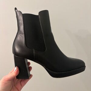 French Connection Penny Pull on Chelsea Black Ankle Booties